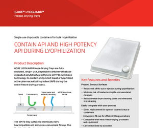 Data sheet for GORE LYOGUARD Freeze-Drying Trays
